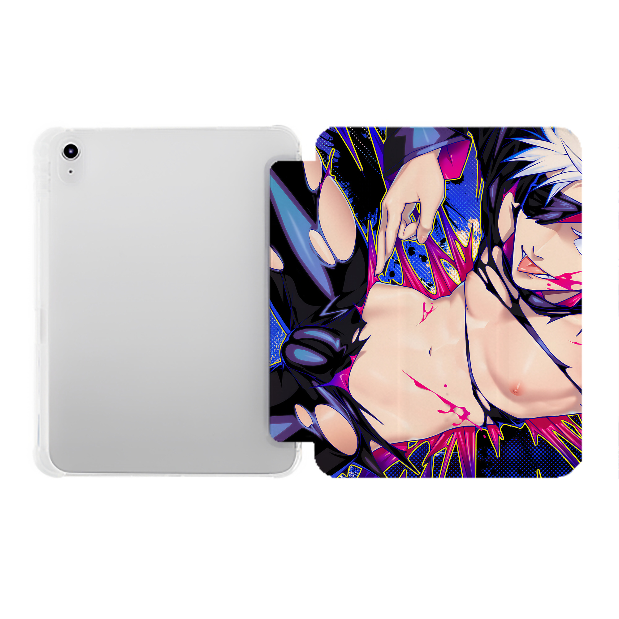 （画像用） 呪術廻戦 Jujutsu Kaisen IPad ケース ペン収納付き 三つ折りスタンド PUレザー×シリコン 対応機種9.5/10.5/10.9インチ
